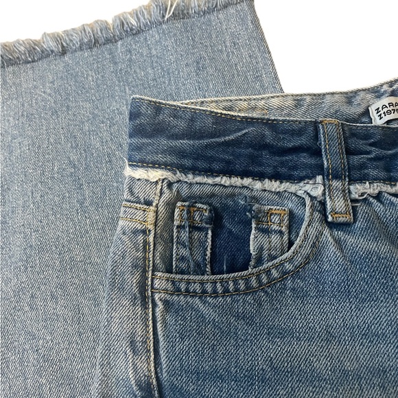 Zara 1975 Denim Jeans Cropped Flare High Rise Western Size 2 Small - Picture 4 of 12